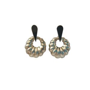 TM Mexico Signed Black Enamel Circle Earrings Solid Sterling Silver 925 Post